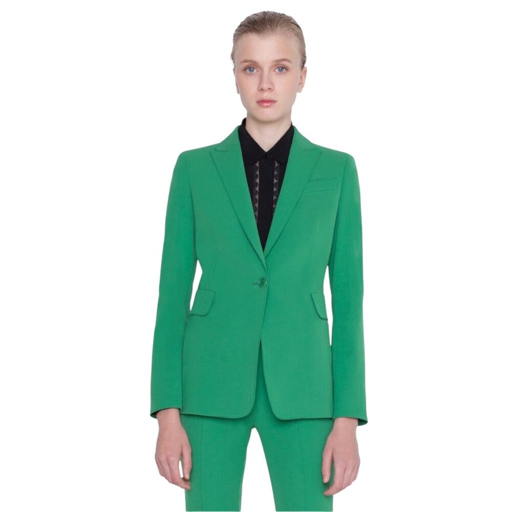 Akris Punto Emerald Wool Statement Blazer – Size 12 – Luxury Collector Piece